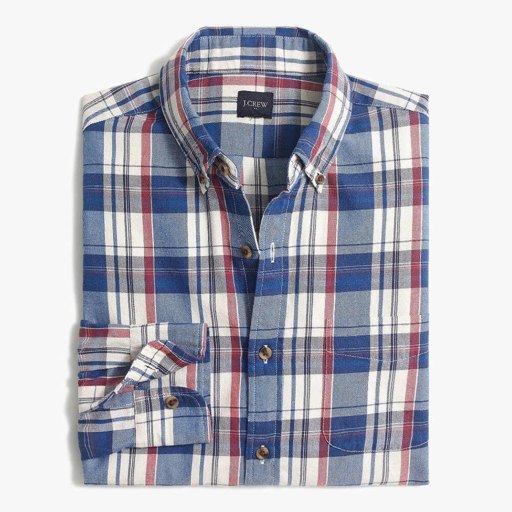 New Men's J Crew Plaid Twill Long Sleeve Button Up Casual Shirt X-Large NWT